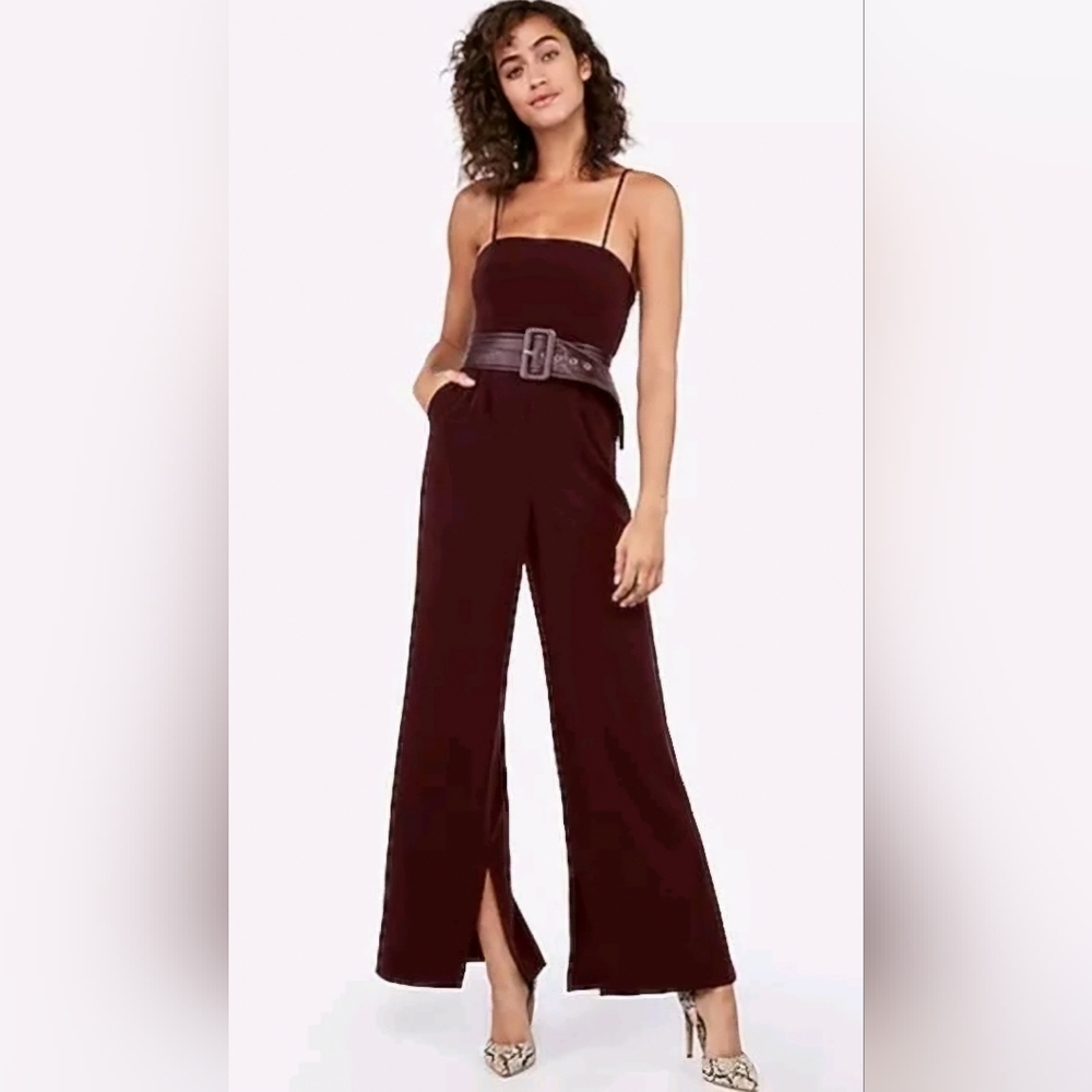 Express Wide Leg Jumpsuit Romper Maroon Negin Mirsalehi NWT